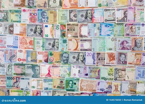 World Money Collection Top View and Closeup Stock Photo - Image of euro, mixed: 164573650