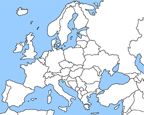 POLITICAL BLANK MAP OF EUROPE FOR PRACTICE WORK