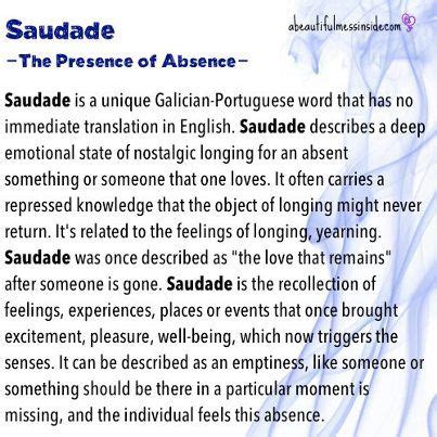 Saudade - Wikipedia | Portuguese words, Inspirational words, Quotes