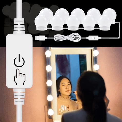 Mirror Vanity Light Bulb LED USB Wall Lamp 12V Stepless Dimmable 2 6 10 14 Makeup Dressing Table ...