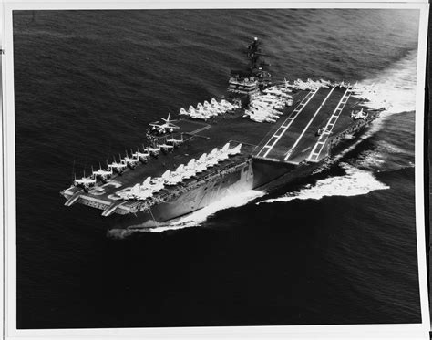 USS KITTY HAWK (CVA-63) steams the Pacific Ocean 21 July 1969, photo by PO1 D.B. Wood. NHHC ...