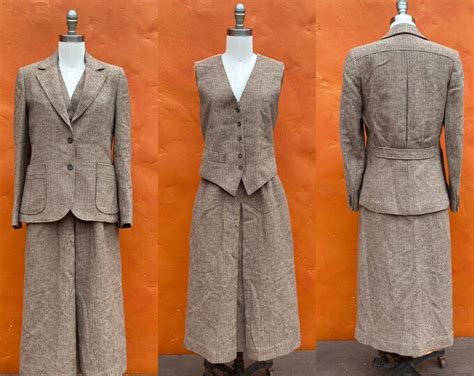 Vintage Women's 1970s Does 1940s Wool Tweed Women's Suit. 3 Piece Suit. Vest Jacket Blazer Coat ...