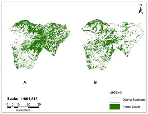 Study area forest cover map for the year 2000 (A) extracted from land... | Download Scientific ...