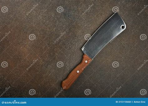 Meat Cleaver with Wooden Handle on Table Stock Photo - Image of shop ...