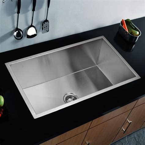 33" X 19" Single Bowl Kitchen Sink, Undermount, Single, Stainless Steel, Rectangular, 0 ...