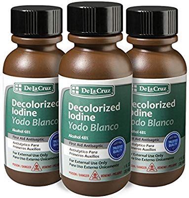 Amazon.com: De La Cruz Decolorized Iodine First Aid Antiseptic, Made in USA 1 FL OZ. (3 Bottles ...