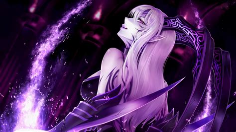 Striking Original Anime HD Wallpaper: Enchanted in Purple by Wadamasanori