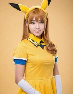 Pikachu Cosplay Woman. Face Swap. Insert Your Face ID:1024757
