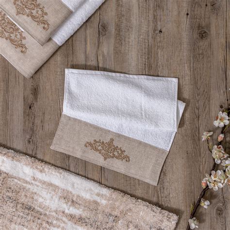 Buy Royal Embroidered Linen Border Face Towel White 100% Cotton 30*30 cm Online | Nice