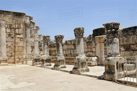 Capernaum, Israel; Ruins Of A Synagogue - Stock Photo - Dissolve