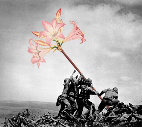 Artist Replaces Guns With Flowers In Historic Photos | Bored Panda