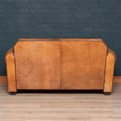 Vintage Dutch 2-Seater Tan Leather Sofa, 1980s for sale at Pamono