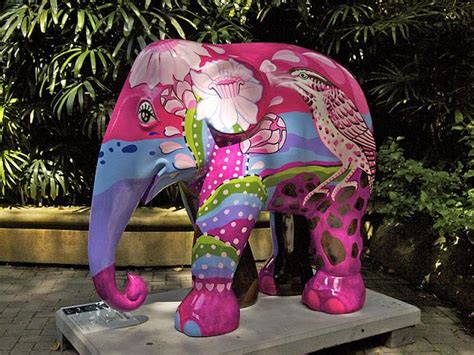 #03 PINK PARADISE by Opas Chomchean. Singapore Zoo. Elephant Sculpture, Elephant Painting ...