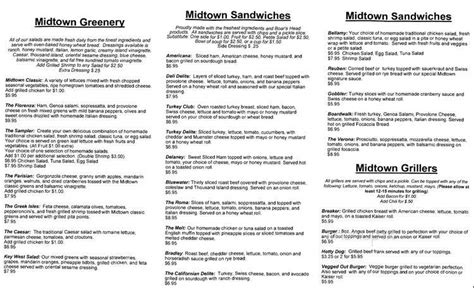 Menu of Midtown Deli in Wilmington, NC 28401