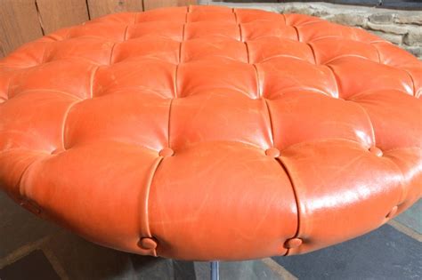Orange Leather Ottoman - Odditieszone