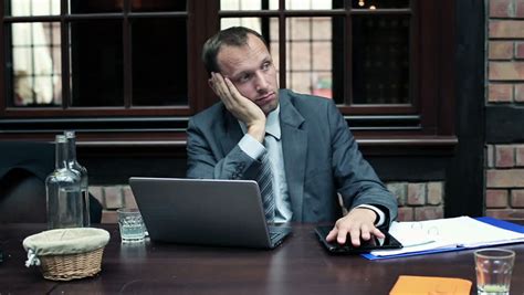 Bored Male Office Worker Struggles To Stay Awake At His Desk. Stock Footage Video 4493948 ...