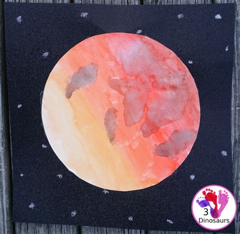 Watercolor Moon: Lunar Eclipse | 3 Dinosaurs