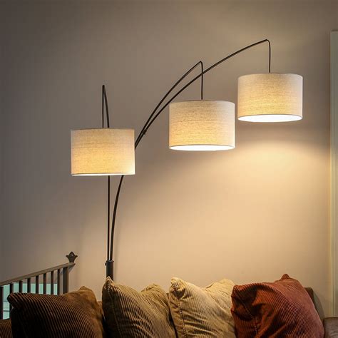 Brightech Trilage LED Floor Lamp– Tall Pole Modern Industrial Standing ...