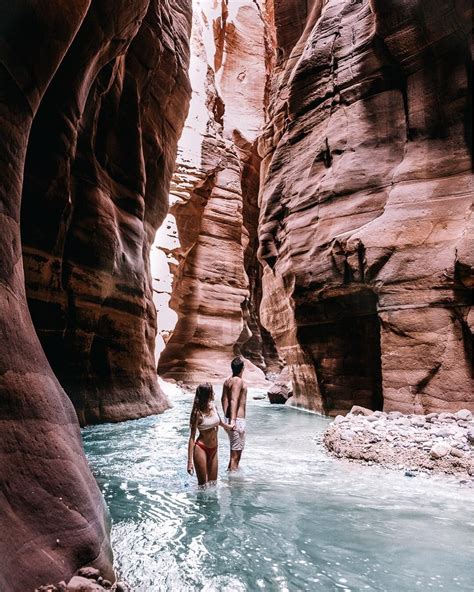 Hiking through the winding river canyon of Wadi Mujib made for one of ...