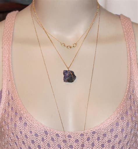 Tanzanite necklace, raw crystal necklace, purpled stone pendant necklace, a wire wrapped raw ...