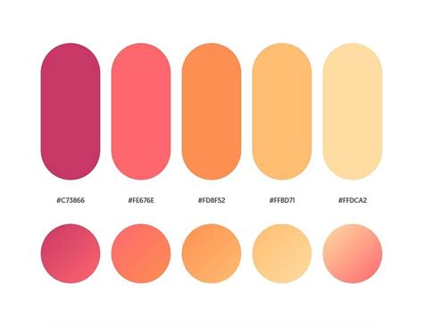 Orange, yellow, pink color schemes & gradient palettes | Hex color palette, Flat color palette ...