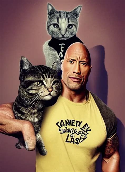 a portrait of dwayne johnson wearing cat ears doing | Stable Diffusion