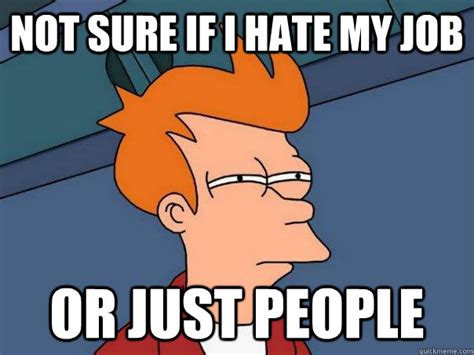 Not sure if I hate my job Or Just People - Futurama Fry - quickmeme