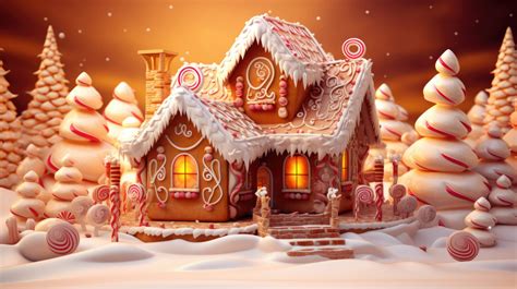 A desktop wallpaper of a gingerbread house