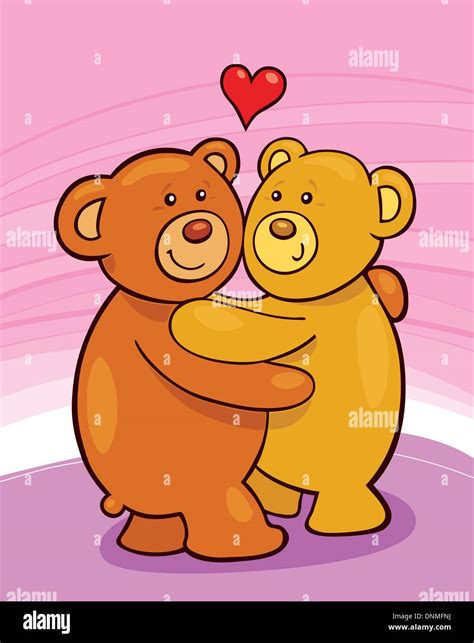 Cartoon illustration of two teddy bears in love giving a hug Stock ...