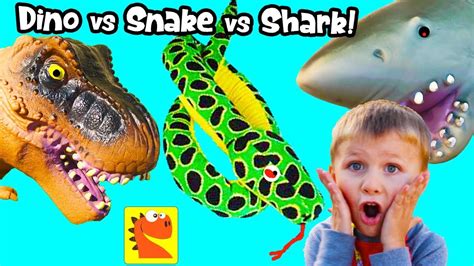 SHARK FIGHT! DINOSAUR Vs SNAKES! Dragon Toy FUN with HobbyBear - YouTube