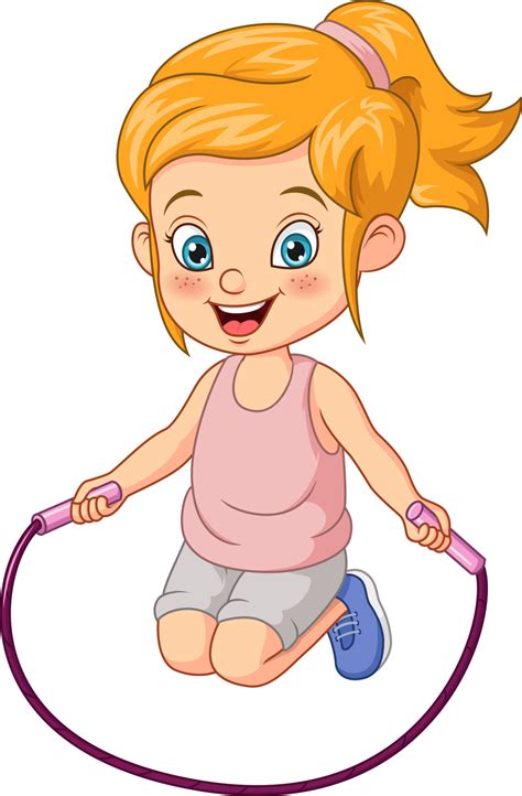 Cartoon little girl skipping rope 5112622 Vector Art at Vecteezy