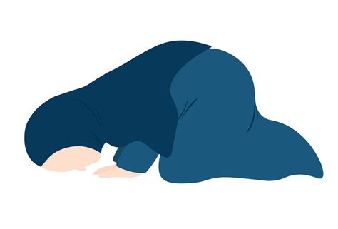 Islamic women praying sujud for dua icon clipart animated cartoon vector illustration design ...