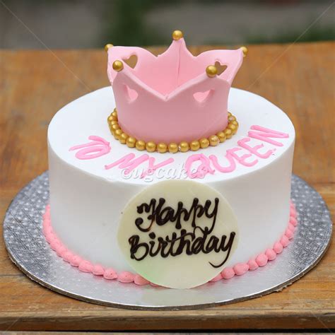 Birthday Cake With Queen Crown Over