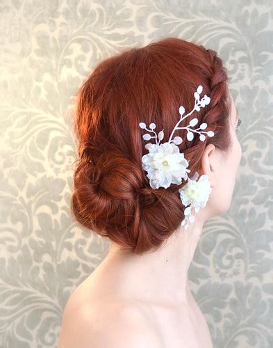 Wedding clip set, white flower hair pins, floral bobby pin… | Flickr