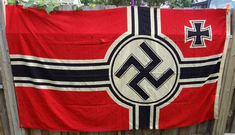 A Salty WWII German Navy Marked KM Flag