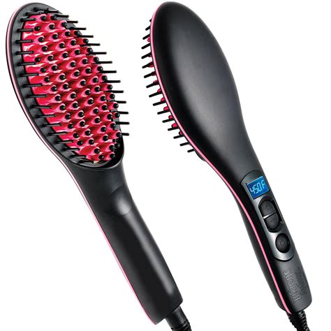 Amazon.com : Simply Straight Ceramic Hair Straightening Brush, Black/Pink : Beauty