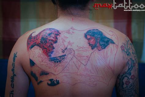 Jesus VS Satan Tattoo in progress | Jesus VS Satan Tattoo Ar… | Flickr