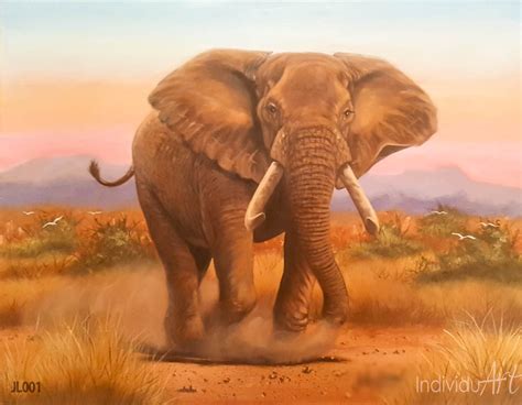 African elephant oil painting Be mesmerized as this African Elephant stands in your lounge - All ...