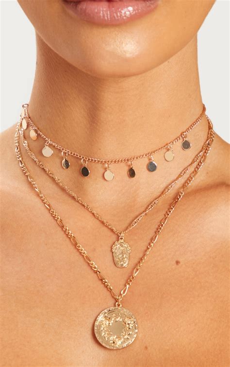 Gold Renaissance Choker Layered Necklace | PrettyLittleThing USA