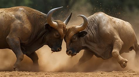 Two Bulls Fighting In A Dusty Field Background, Bull Fight Pictures, Bull, Animal Background ...