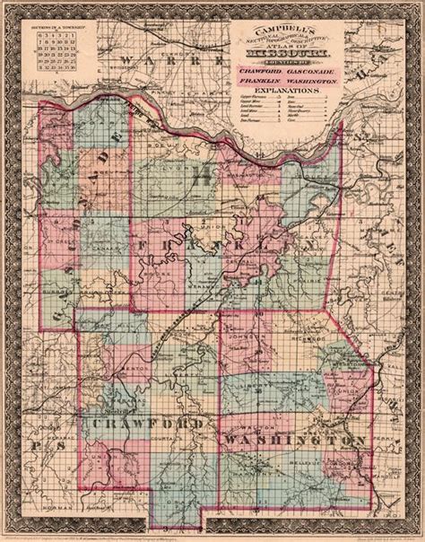 1872 Map of Franklin County Missouri | Franklin county, Washington ...