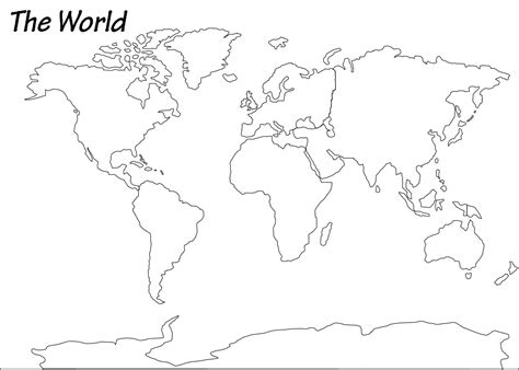 Free Printable Blank Outline Map of World [PNG & PDF]