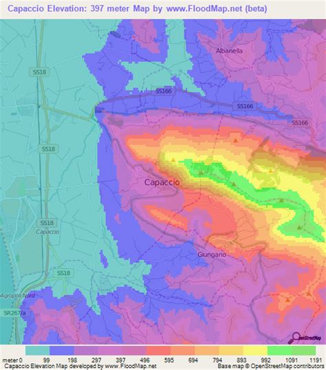 Elevation of Capaccio,Italy Elevation Map, Topography, Contour