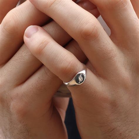 Mens Sterling Silver Initial Pinky Ring By Hurleyburley Man | notonthehighstreet.com