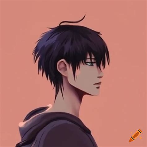 Profile drawing of an anime guy on Craiyon