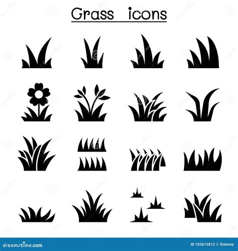 Grass Icon Set Illustration Graphic Design Stock Vector - Illustration of black, flower: 103615812