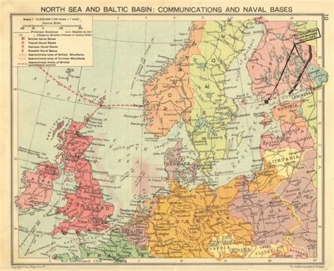 SECOND WORLD WAR. North sea & Baltic. Minefields & Naval Bases. Poland 1940 map