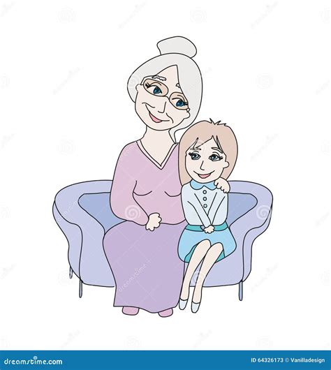 Grandmother Hugs Her Granddaughter Stock Vector - Illustration of love, mother: 64326173