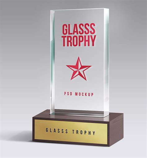 Glass Trophy Gift Mockup (PSD)