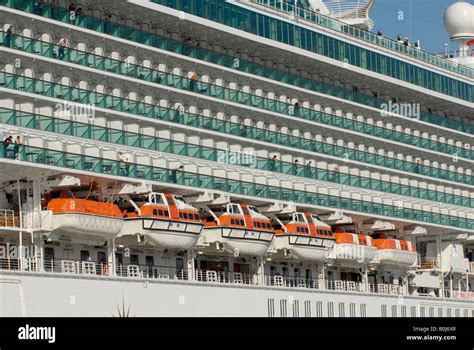 Balcony cabins and lifeboats on P&O cruise ship "Ventura Stock Photo ...